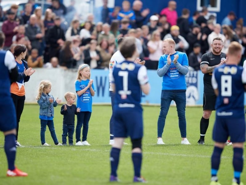 Faces from Coronation Street (Carson Smith) could be seen on the pitch with Rob's children.