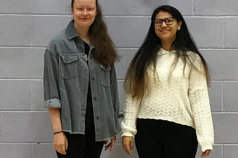 Blackpool's St Mary's Catholic Academy Sixth Form student Jessica Duffy 
(left) achieved four A*s and will be going to Lancaster University to study history. Dichhya Sunar achieved two A*s and an A, and will read medicine at Leeds University.