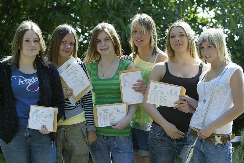 Pupils at The Ridings on GCSE results day in 2007.