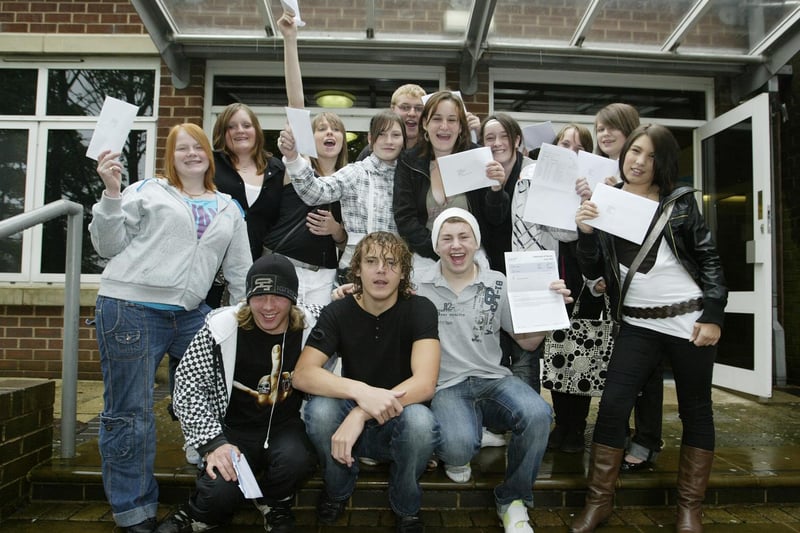 Pupils at The Ridings on GCSE results day in 2008.