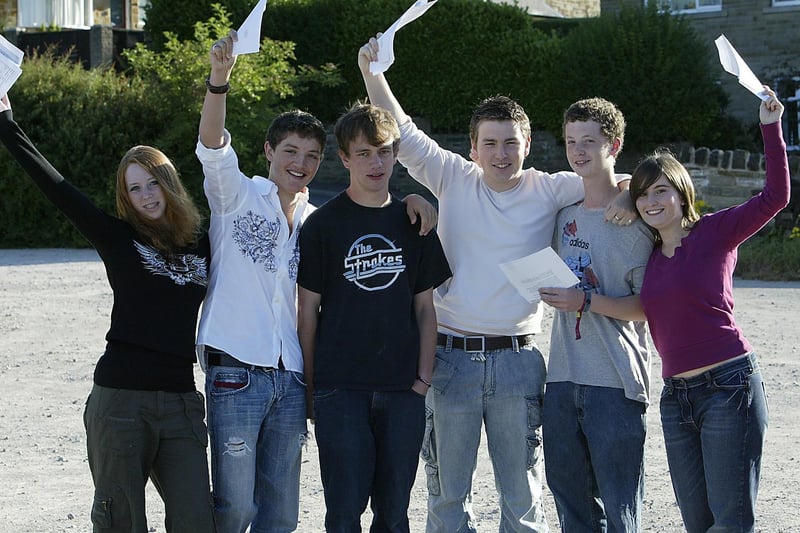Calder High GCSE students celebrating their results in 2007.