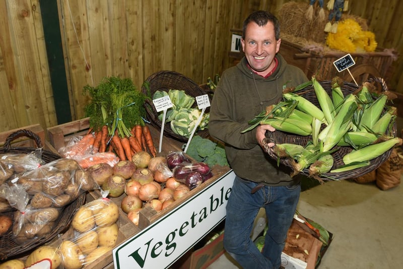 Andrew Burman with some of the fresh produce in the farm shop.