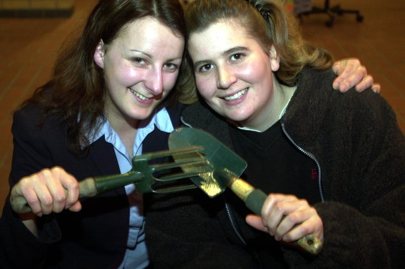 Allotment growers Clare Thorpe and Suzanne Hall, from Tinshill, were celebrating in December 2001 after being awarded the Safer Communities Millennium Award Scheme at West Yorkshire Playhouse. Picture: Dan Oxtoby