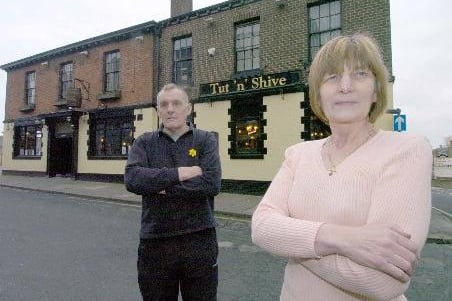 The Tut 'n' Shive inn, Teall Street, Wakefield. Pictured managers Brian Hey and Sheila Dyason in 2006.