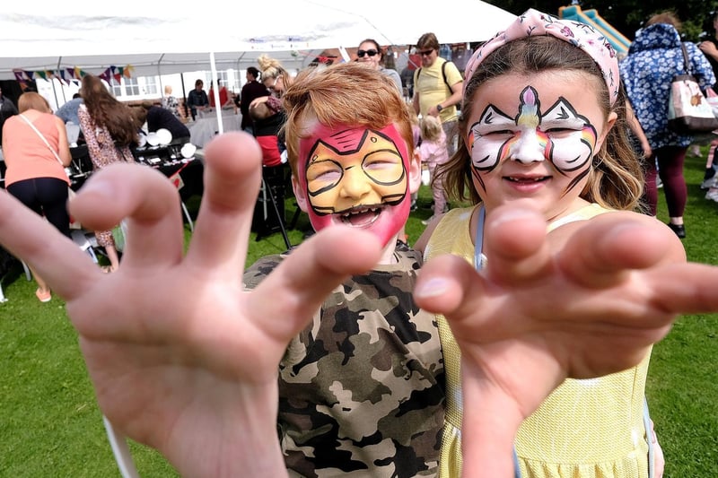 Clarke Smith and Mia Middleton with their painted faces.