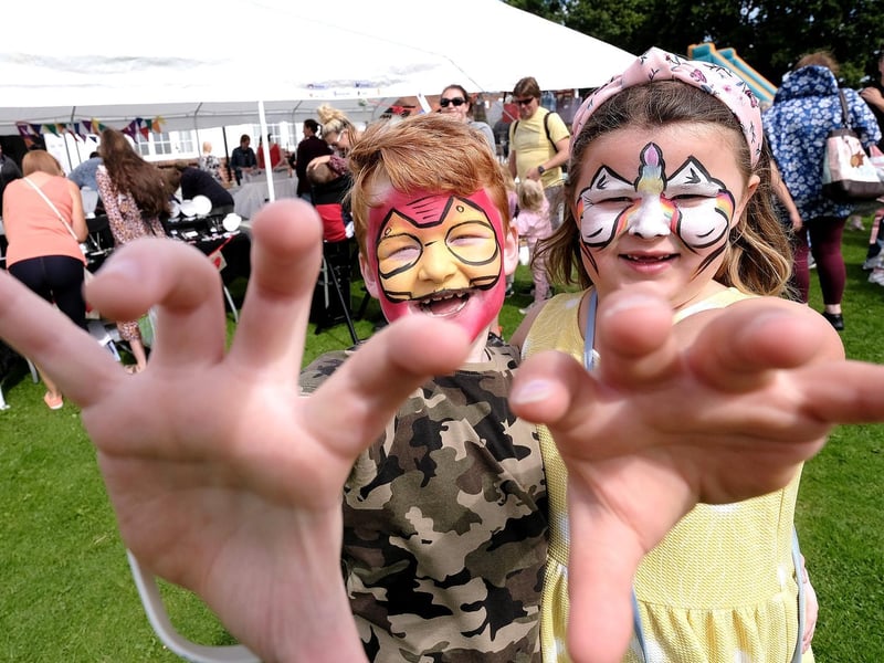 Clarke Smith and Mia Middleton with their painted faces.