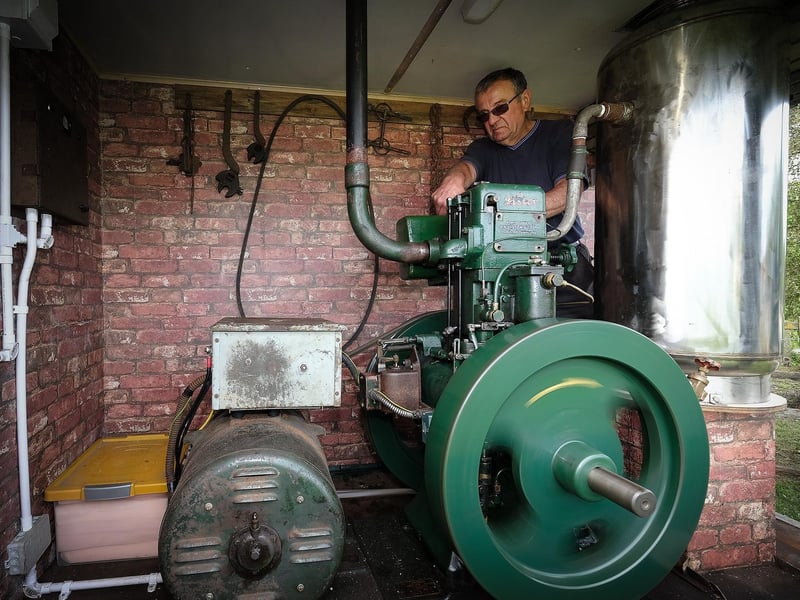 Bryan Romans with his steam engine.