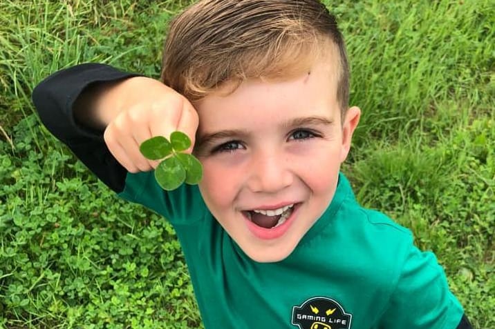 Helen Lyons sent this photo of her son finding a four-leaf clover in Cumbria.