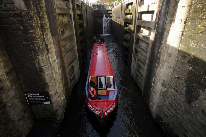 The lock lowers and raises boats almost 20ft (6m) as they make their journeys over the Pennines.