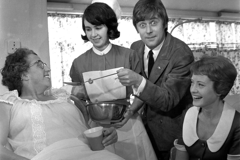 RETRO 1968 Wrightington Hospital patients were cheered by a vsit from TV impersonator Mike Yarwood at his height of fame in 1968.