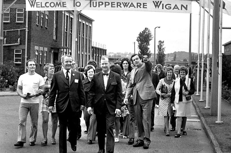 RETRO 1973 -  A group of visitors are shown around the Tupperware factory in Beech Hill Wigan, during 1973.