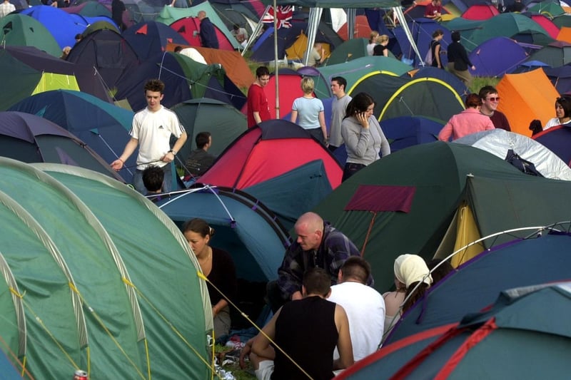 The sea of tents in the campsite at Temple Newsam Park, Leeds, where the festival was held in 2001. Picture: Steve Riding
