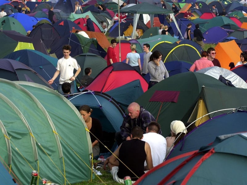 The sea of tents in the campsite at Temple Newsam Park, Leeds, where the festival was held in 2001. Picture: Steve Riding