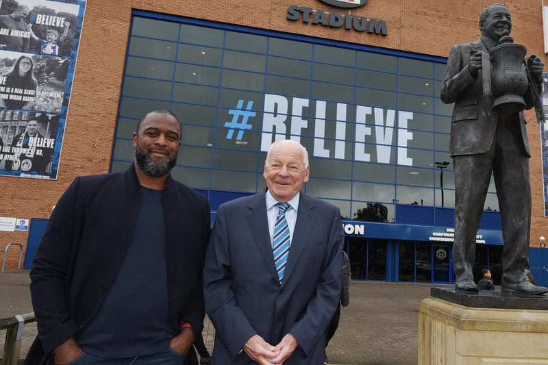 Nathan Ellington and ex-chairman Dave Whelan at the launch.