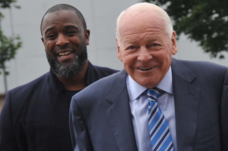 Former striker Nathan Ellington and ex-chairman Dave Whelan at the event.