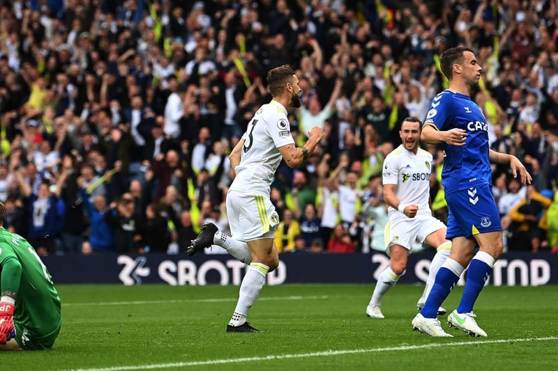 Elland Road erupts as United score their first goal in front of a full house since March 2020.