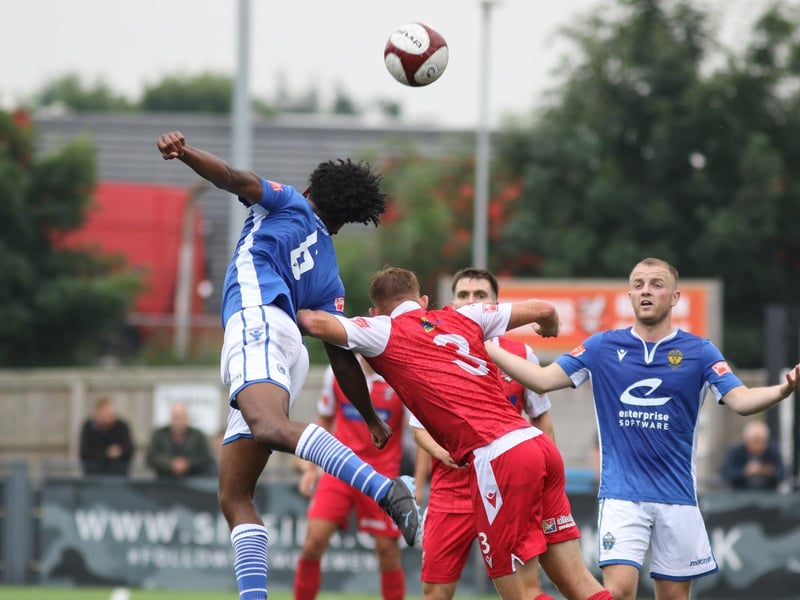 Ash Jackson challenges for a header