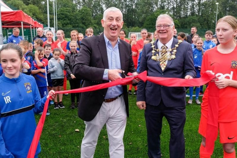 Sir Lindsay Hoyle MP and Mayor of Chorley Councillor Steve Holgate cut the ribbon to officially open the sports hub