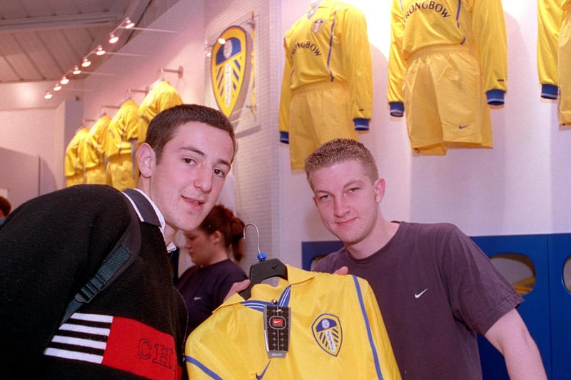 Leeds United unveiled their new replica away strip and first in the queue to buy it was supporter Wesley King (left) from Wortley.