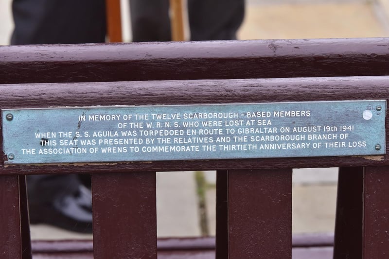 The plaque on the memorial bench on Vincent Pier.