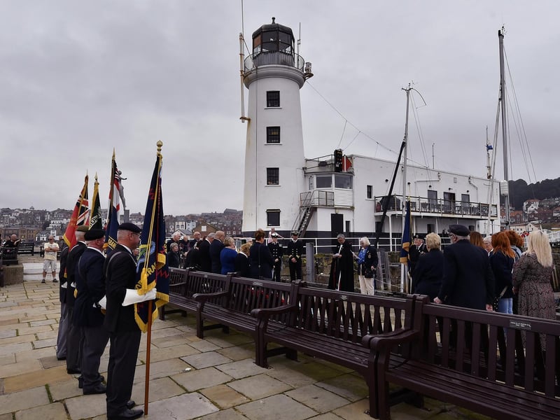 The memorial service takes place on the pier.
