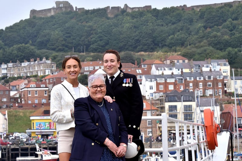 Organiser Fay Roberts with her daughters Zara, left, and Zoe who is a logistics chief on HMS Ducan, a Type 45 destroyed affiliated with Scarborough.