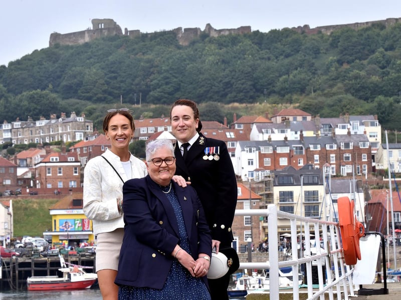 Organiser Fay Roberts with her daughters Zara, left, and Zoe who is a logistics chief on HMS Ducan, a Type 45 destroyed affiliated with Scarborough.