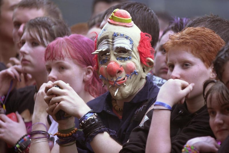 A Slipknot fan at the front of the crowd in August 2000.