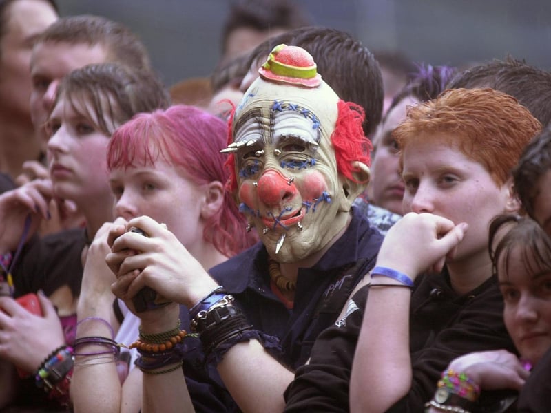 A Slipknot fan at the front of the crowd in August 2000.