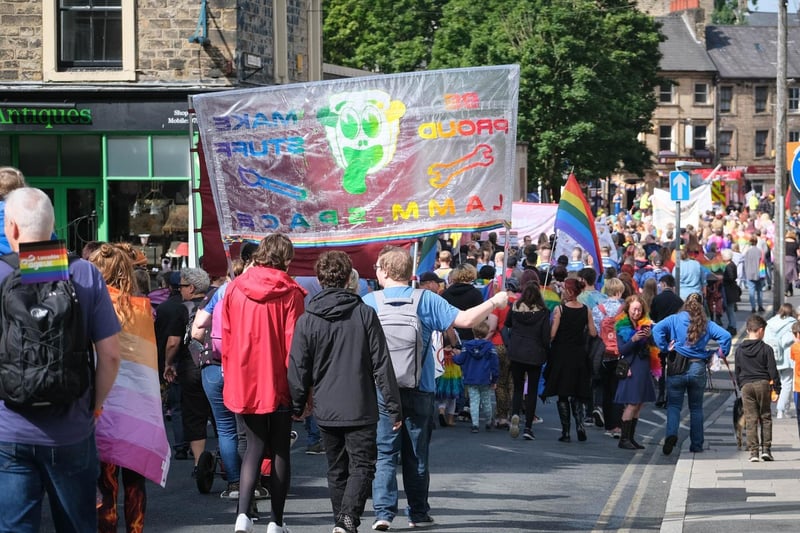 The colourful Pride parade through the city centre.