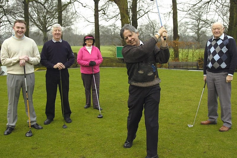 Dr Naqvi  at Wigan Golf Club Arley launching the golf day with club captain David  Bond and Harry Armer ( chairman of Greens), Julie Cheetham  and Ted Walmesley       Centenary Captain.