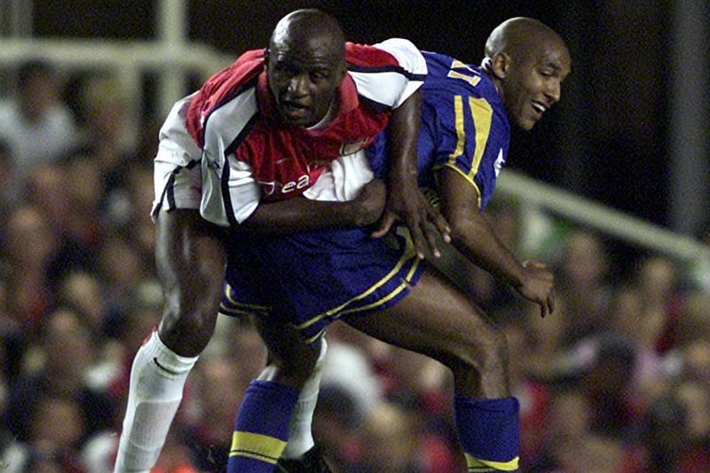 Olivier Dacourt and Arsenal's Patrick Vieira get in a tangle.
