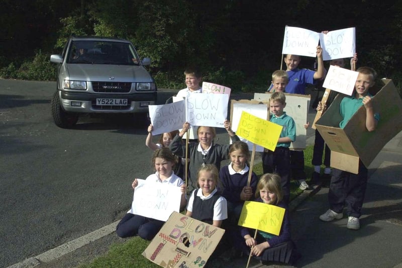 Children were calling on diverted traffic on Barrowby Avenue at Austhorpe to slow down.