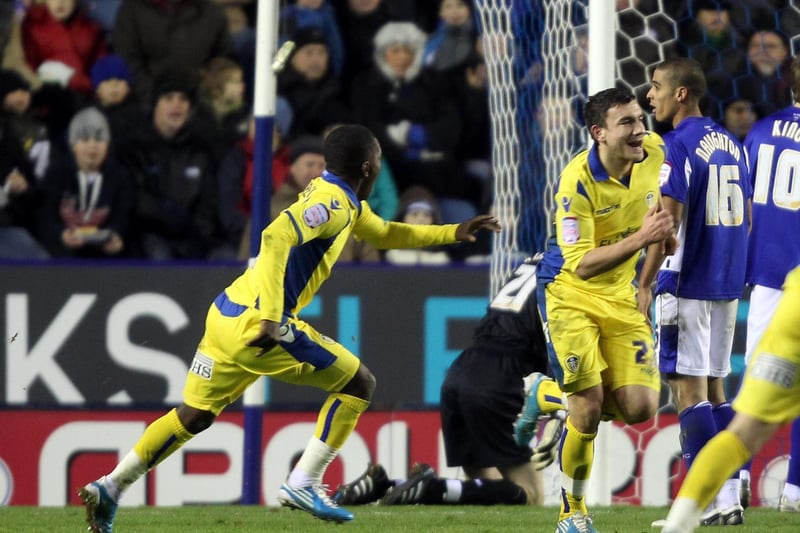 Robert Snodgrass celebrates scoring against Leicester City during the Championship clash at the Walkers Stadium in December 2010.