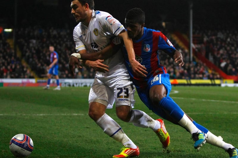 Robert Snograss and Crystal Palace's Wilfried Zaha battle for the ball during the Championship clash at Selhurst Park in January 2012.