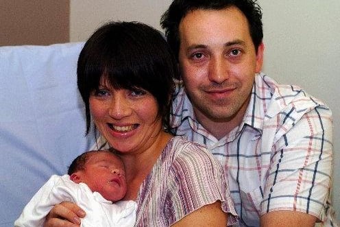 Caroline Gaimster with baby James and husband Andrew at the Wakefield Birth Centre. Caroline is the first, first time mum to give birth at the centre