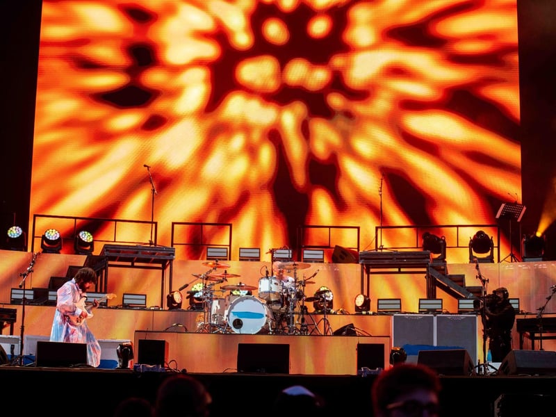 Biffy Clyro, who replaced Queens Of The Stone Age as headliners, on stage