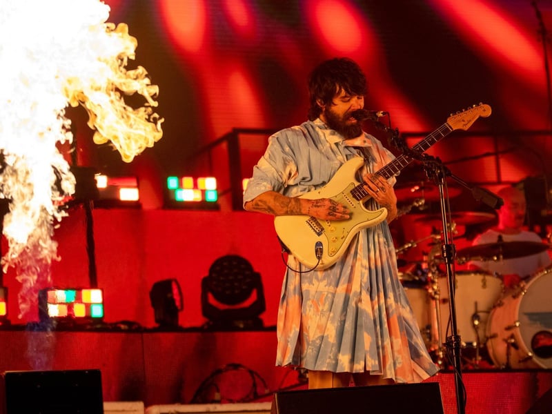 Biffy Clyro, who replaced Queens Of The Stone Age as headliners, on stage