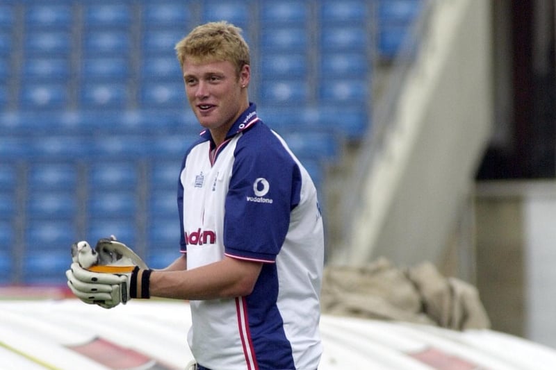 Andrew Flintoff helps a pigeon that was stuck in the nets ahead of the Test Match at Headingley.
