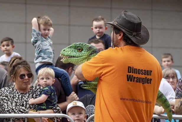 A dinosaur wrangler was on hand to show off the dinos.