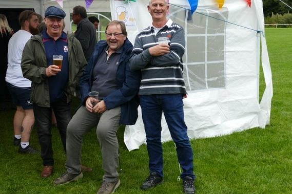 Relaxing with a drink, former players, from and left, Dave Mills, Andy Wickham and John Hopkinson.