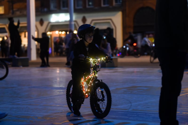 This boy had illuminated his bike