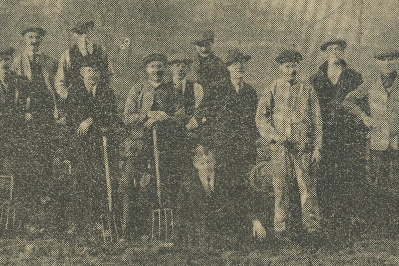 Volunteers who helped transform The Shay, with Horace Foster, manager of the Victoria Hall, on the extreme left.