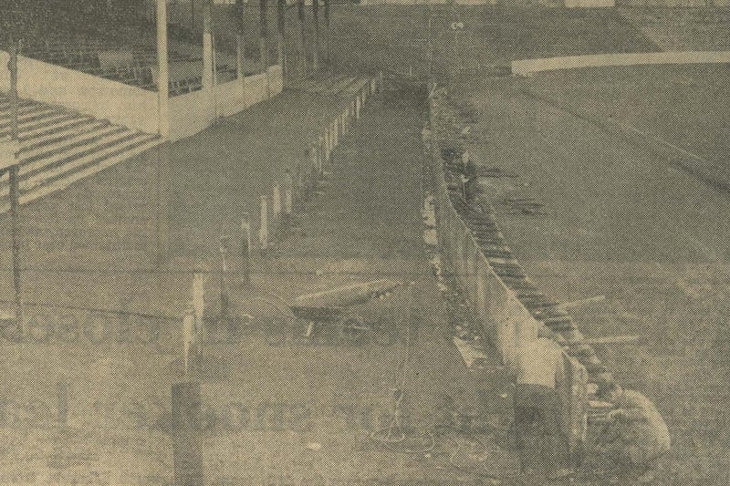 Shay development after the Football League say the corners of the pitch must be made permanent, so the speedway track is altered, February 1971.