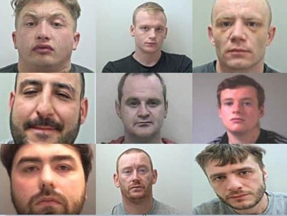 These are nine of the most wanted men in Lancashire.