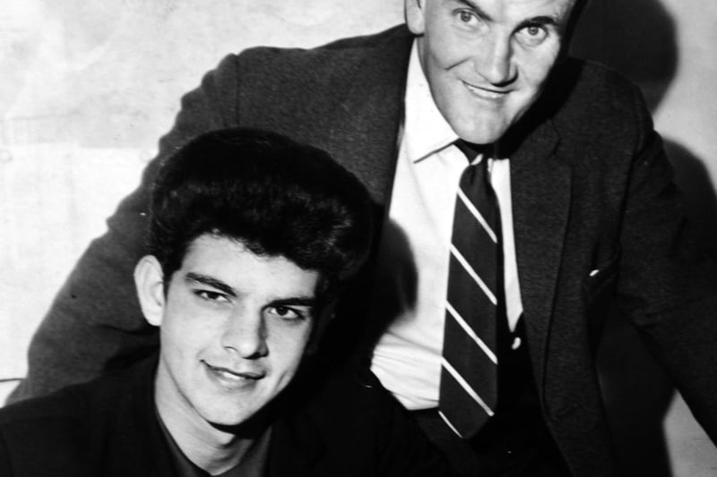 Mick Bates pictured with manager Don Revie after signing professional terms in 1964.
