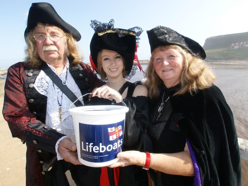 At the Pirate Weekend are Doug Gibbs, Lorraine Smeltzer and Jackie Gibbs.