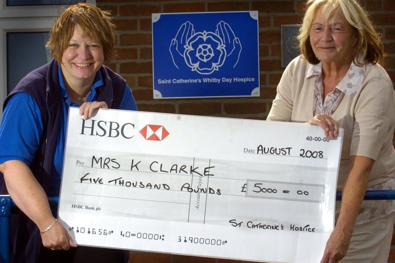 Kathleen Clarke, right, won big on the St Catherine’s Hospice Lottery. With Christine Craig.