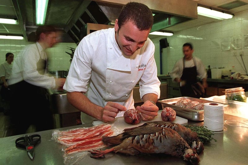 Head chef at Rascasse in the city centre, Simon Gueller, is pictured putting the working on his roast partridge pancetta with fresh thyme.