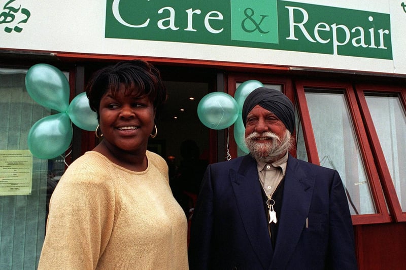 Care & Repair opened their new office on Roundhay Road. Pictured is Lavena Lawrence, 22, the youngest member of staff with the firm's longest helped client Sher Singh.